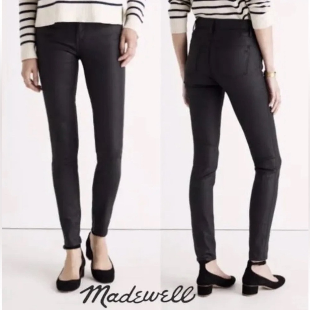 Madewell Skinny Skinny Coated Jeans Black Denim Dark Wash Jeans Women’s Size 25